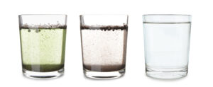 Glasses,with,clean,and,dirty,water,on,white,background